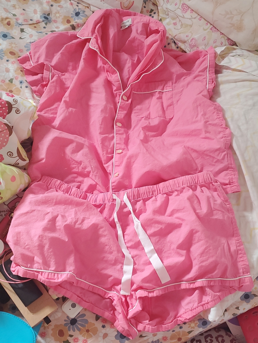 J Crew Pink White Pajama Set